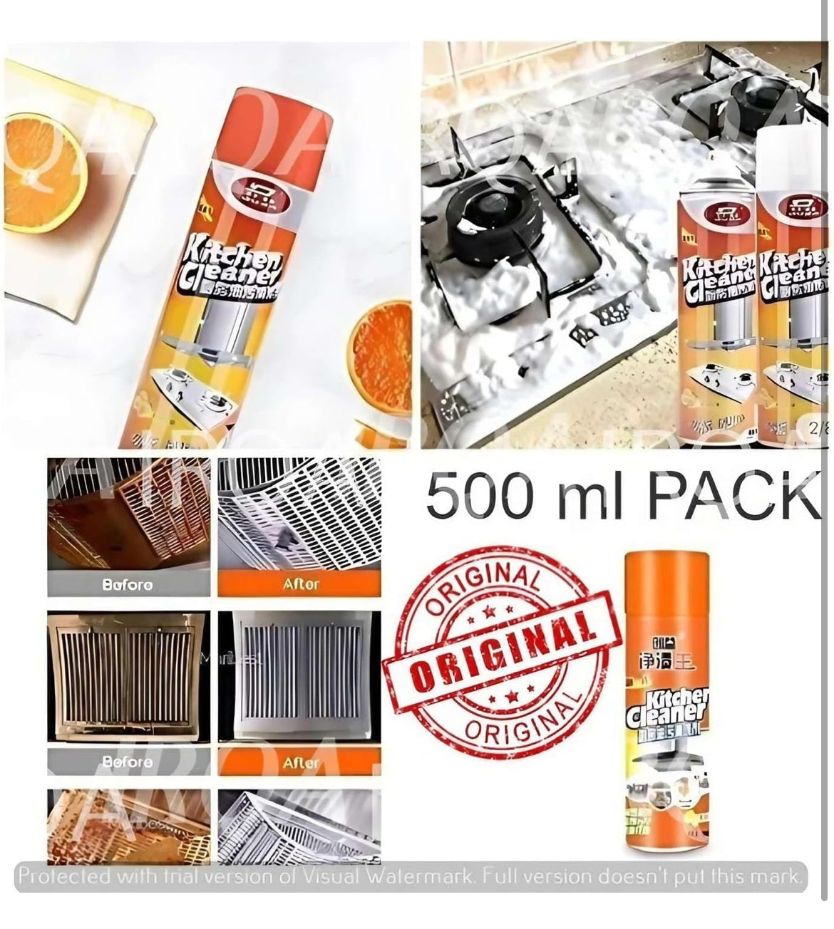 Multipurpose Bubble Foam Cleaner Kitchen Cleaner Spray Oil & Grease Stain Remover Chimney Cleaner Spray Bubble Cleaner All Purpose Foam Degreaser Spray