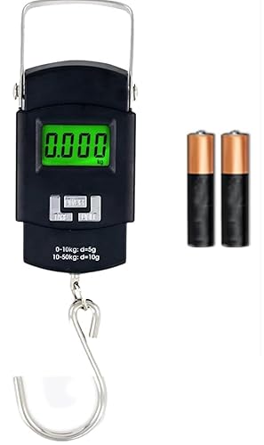 Portable Fishing Hook Type Digital LED Screen Luggage Weighing Scale, 50 kg/110 Lb (Black)