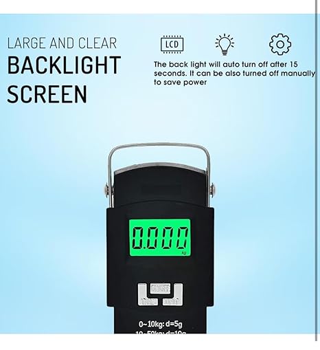 Portable Fishing Hook Type Digital LED Screen Luggage Weighing Scale, 50 kg/110 Lb (Black)