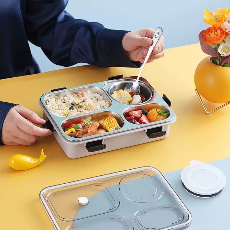 4 Compartment Stainless Steel Lunch Box for Kids