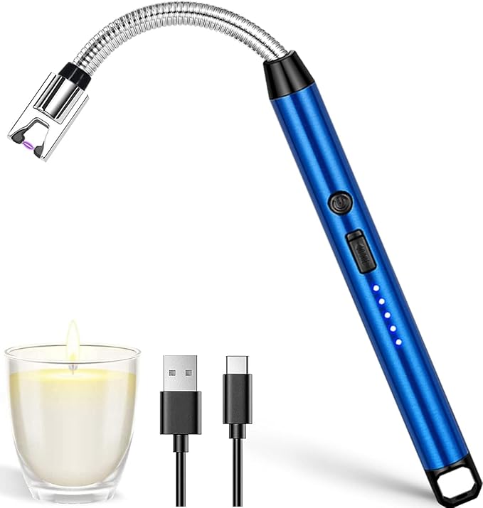 Electric Gas Lighter | Rechargeable Lighter for Kitchen, Gas Stove & Candles | USB Charging | Windproof, Flameless, 360° Flexible Neck