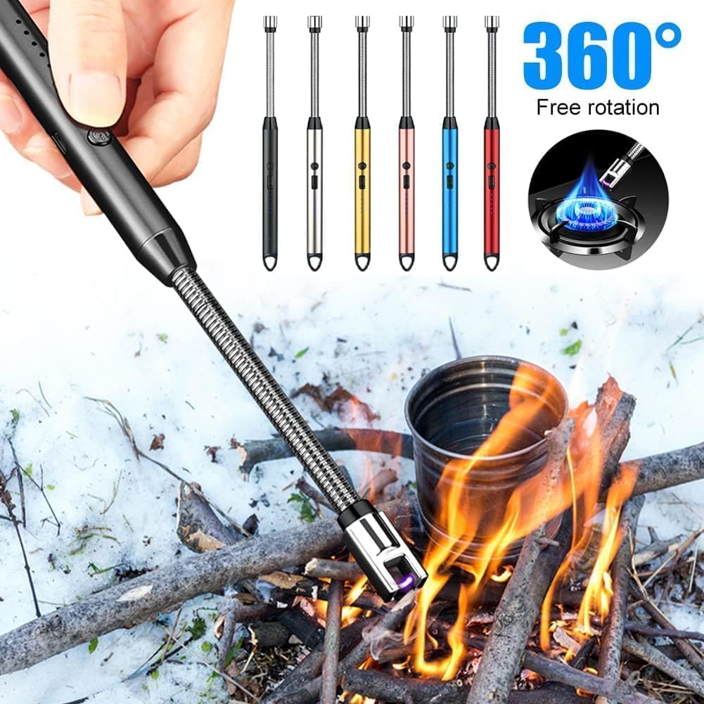 Electric Gas Lighter | Rechargeable Lighter for Kitchen, Gas Stove & Candles | USB Charging | Windproof, Flameless, 360° Flexible Neck