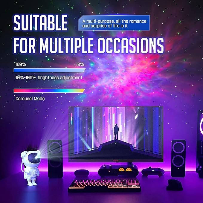 Astronaut Galaxy Projector with Remote Control - 360° Adjustable Timer Kids Astronaut Nebula Night Light, for Gifts,Baby Adults Bedroom, Gaming Room, Home and Party (Corded Electric)