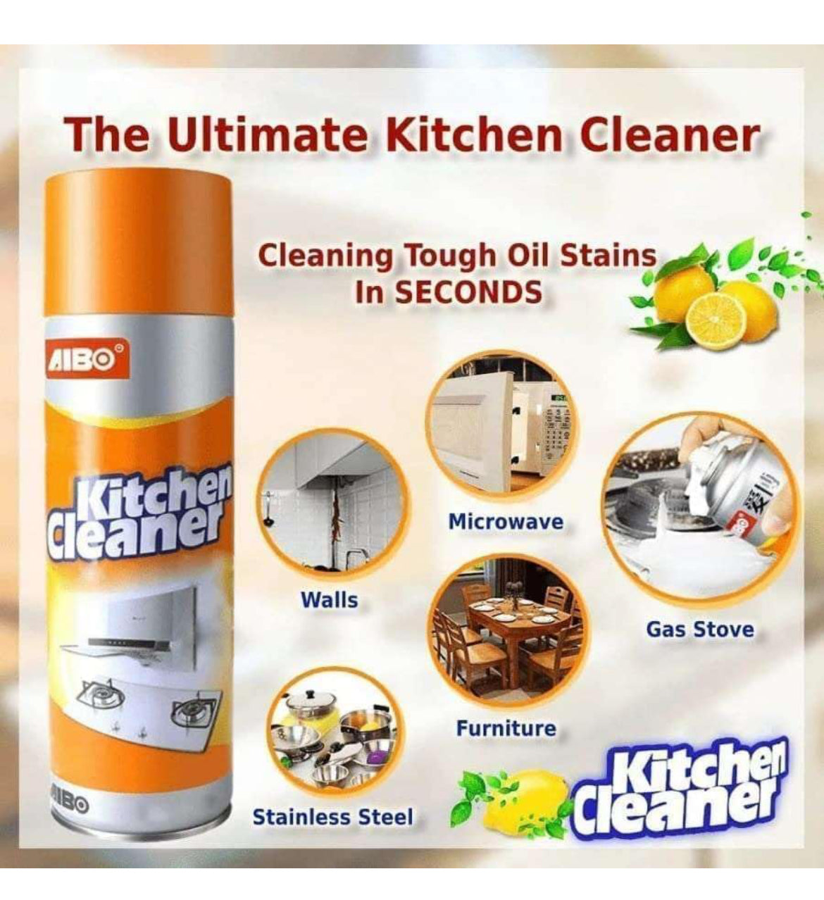 Multipurpose Bubble Foam Cleaner Kitchen Cleaner Spray Oil & Grease Stain Remover Chimney Cleaner Spray Bubble Cleaner All Purpose Foam Degreaser Spray