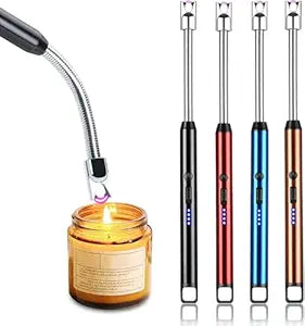 Electric Gas Lighter | Rechargeable Lighter for Kitchen, Gas Stove & Candles | USB Charging | Windproof, Flameless, 360° Flexible Neck