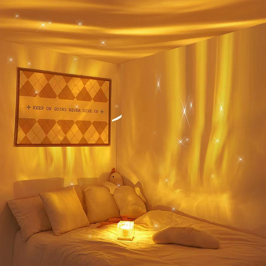 Acrylic Romantic Ocean Wave Night Light Projector Lamp, 3D Water Wave Effect, LED Projection Lamp for Bedroom Decor, Remote Control (Cube Shape)Multicolor Visit the One94Store Store