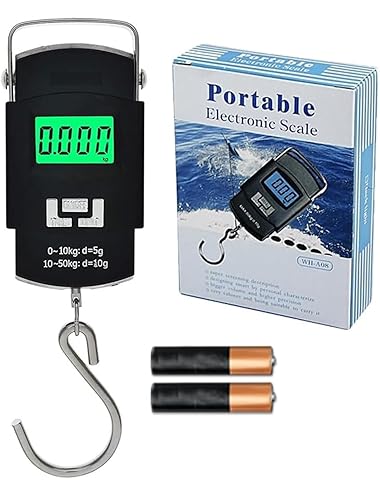 Portable Fishing Hook Type Digital LED Screen Luggage Weighing Scale, 50 kg/110 Lb (Black)